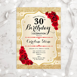 30.º cumpleaños - Invitación de Rosas de bandas de