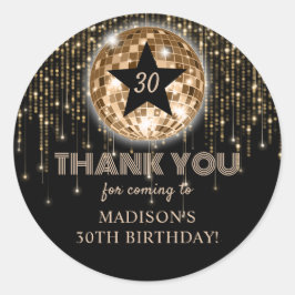 30.º cumpleaños oro negro gracias Pegatina