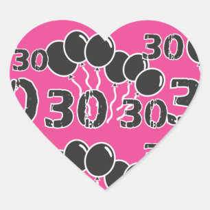30.º cumpleaños Pegatinas NEGROS PINK