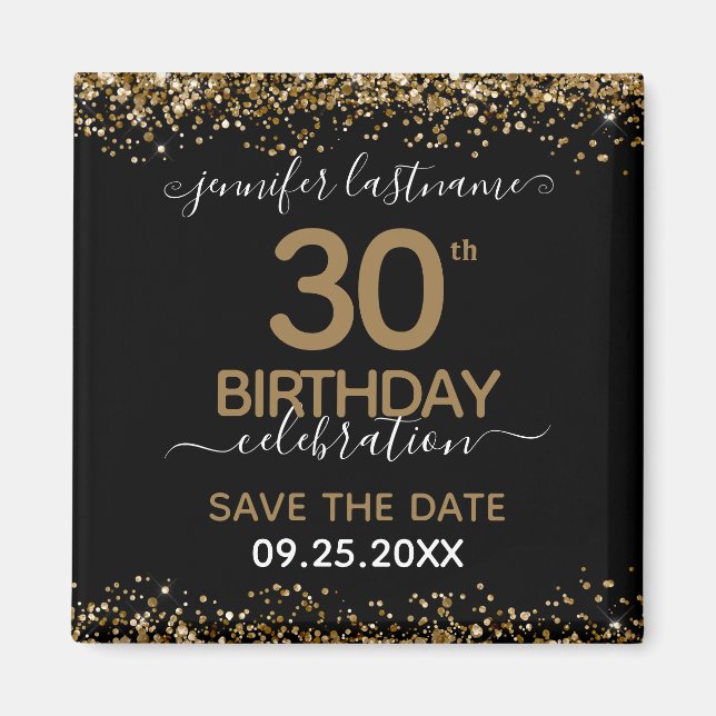 30.º Cumpleaños Salvar el imán de fecha (Frente)