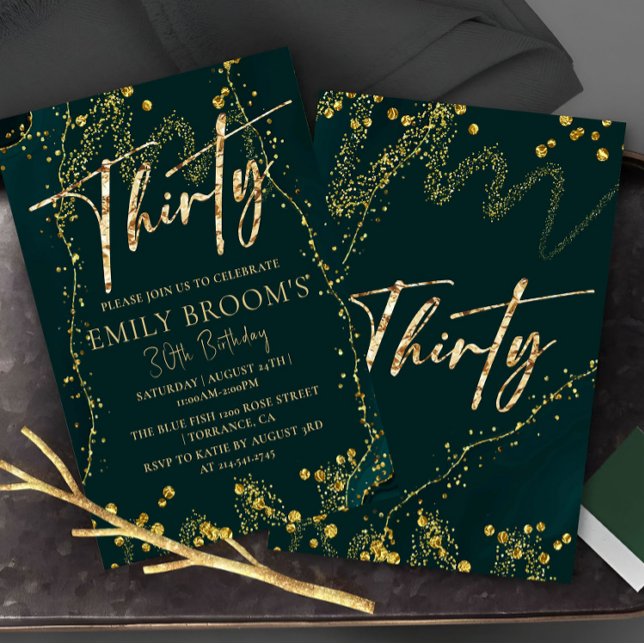 30.º cumpleaños Treinta Invitación verde esmeralda (Subido por el creador)