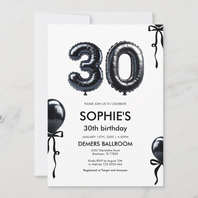 30.º cumpleaños Treinta invitaciones de cumpleaños (Anverso)