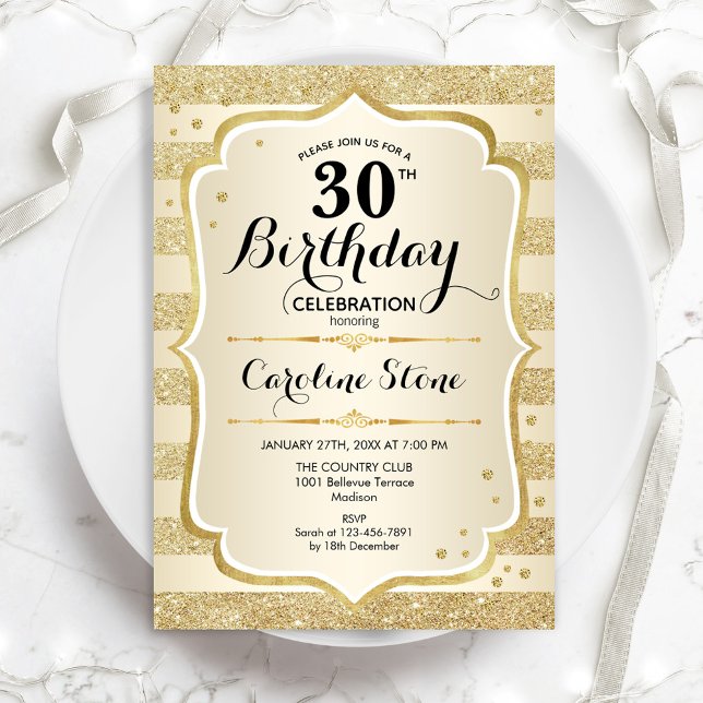 30.º Fiesta de cumpleaños - Invitación de oro (Subido por el creador)