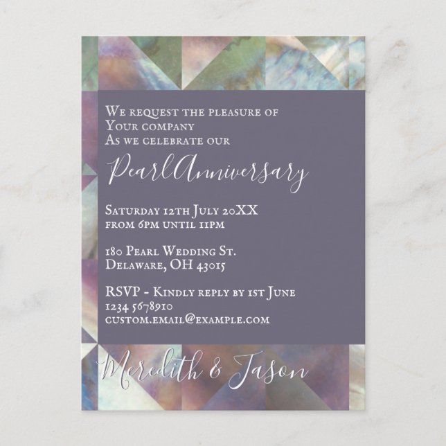 30° Aniversario Boda Invitación de la Perla Modern (Anverso)