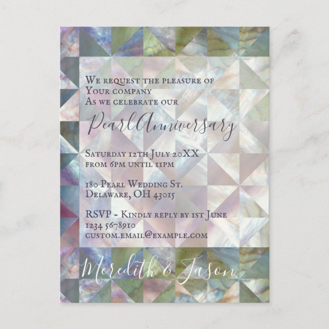 30° Aniversario Boda Invitación de la Perla Modern (Anverso)