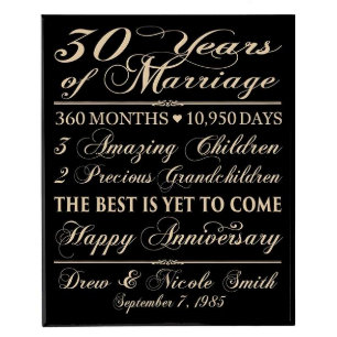30 años casados Black Veneer Wood Wall Plaque