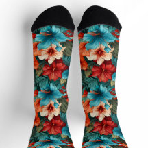 #30 Calcetines de la tripulación con estampado flo
