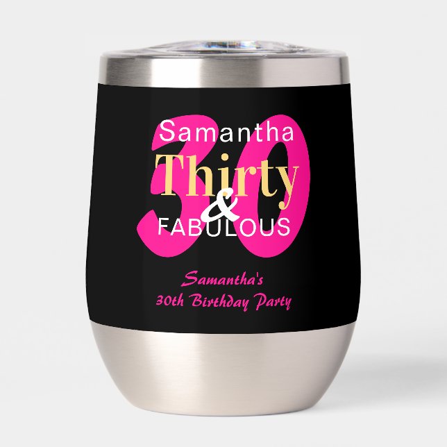 30 cumpleaños 30 y fabuloso Fiesta negro rosado ca (Frente)