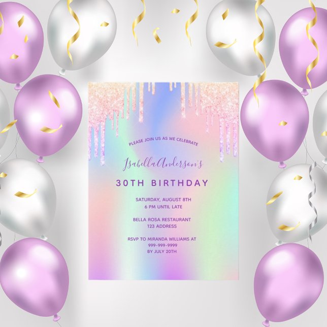 30 cumpleaños invitación a los glamares rosados pu (Subido por el creador)