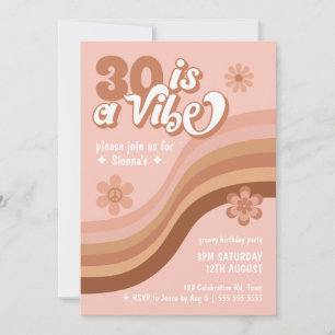30 es una invitación al cumpleaños rosado Vibe Ret