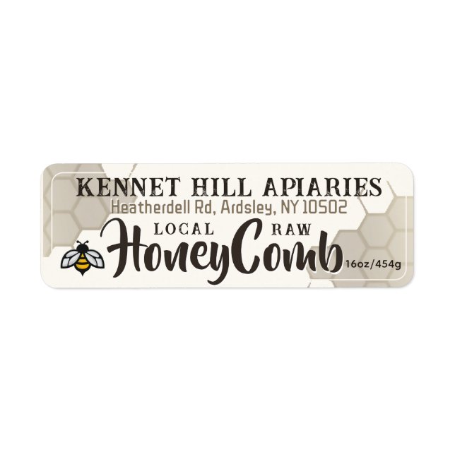 30 Honeycomb & Cute Bee Raw Honeycomb Etiqueta Mar (Frente)
