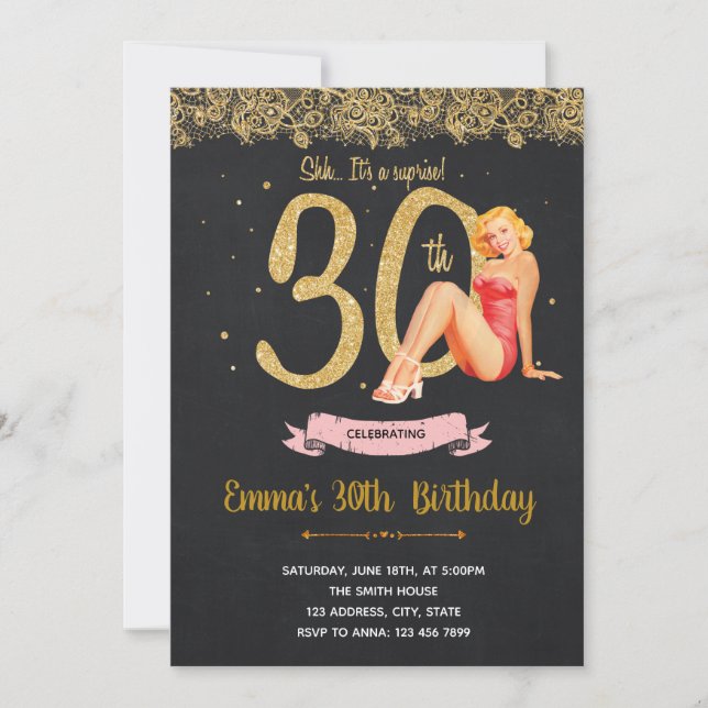 30° Invitación a fiesta de cumpleaños (Anverso)