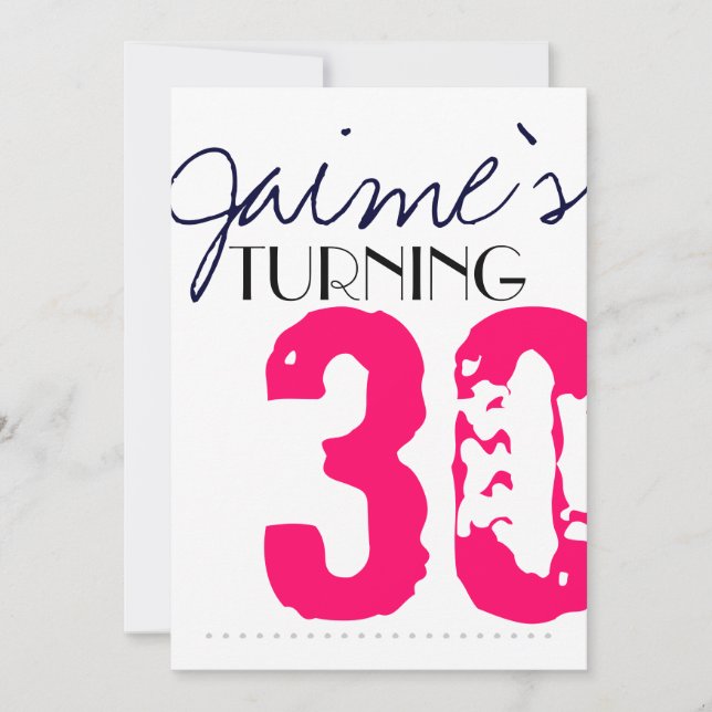 30 Invitación a fiesta de cumpleaños Neon y gris (Anverso)