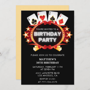 30 invitaciones de cumpleaños Men Casino Vegas