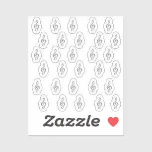 30 Pegatinas Silver Metallic Music Treble Clef