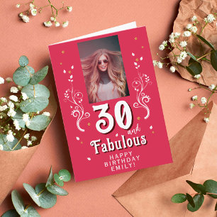 30 y Fabuloso Follaje Magenta Tarjeta de Cumpleaño
