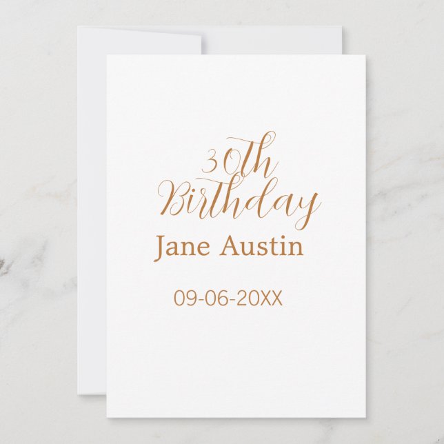 30th birthday copper brown simple stylish name dat (Anverso)