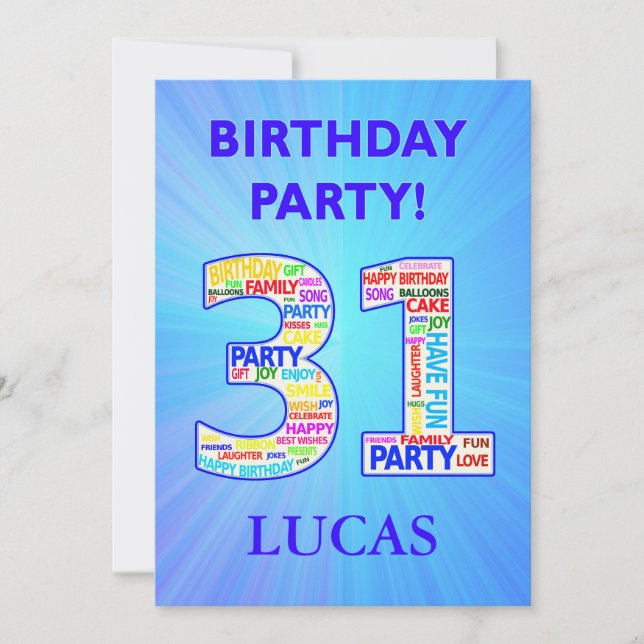 31ª invitación a fiesta de cumpleaños Añadir un no (Anverso)