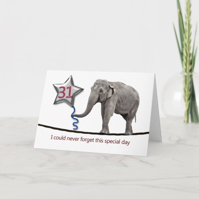 31ª tarjeta de cumpleaños con elefante maduro que  (Anverso)