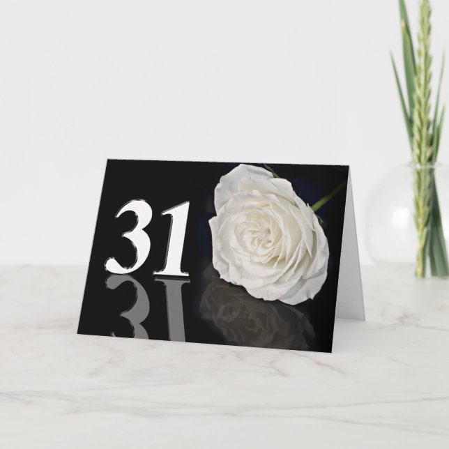 31ª tarjeta de cumpleaños con una rosa blanca clás (Anverso)