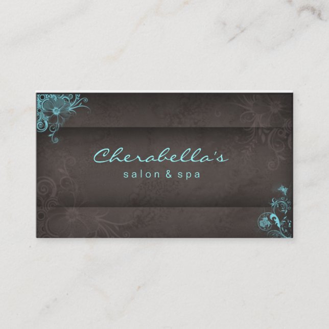 311 Blue Taupe Salon Spa Floral tarjeta de visita (Anverso)