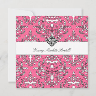 311-Emmy Pink Delish Damask Invitación