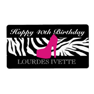 311 Etiqueta de color rosa de talón de cebra