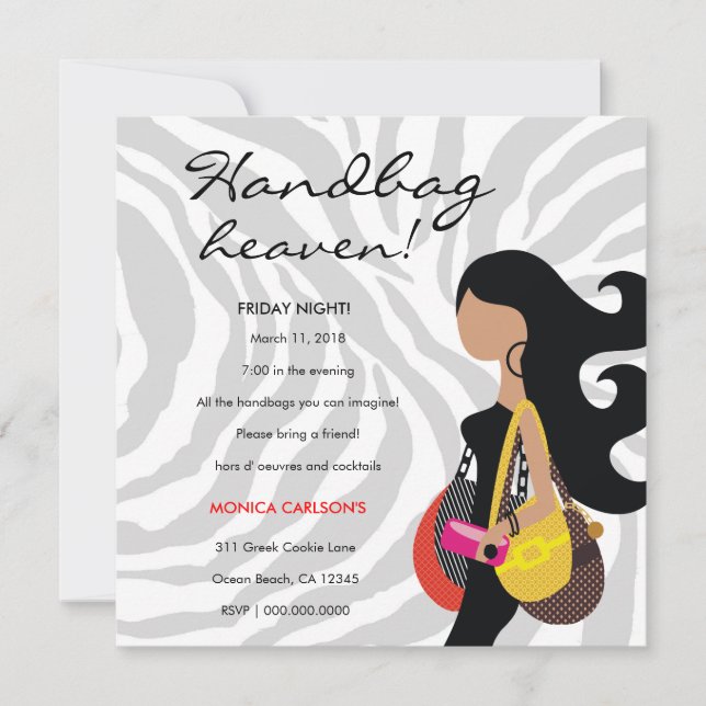 311-Fashionista Bolso de mano Invitación en el cie (Anverso)