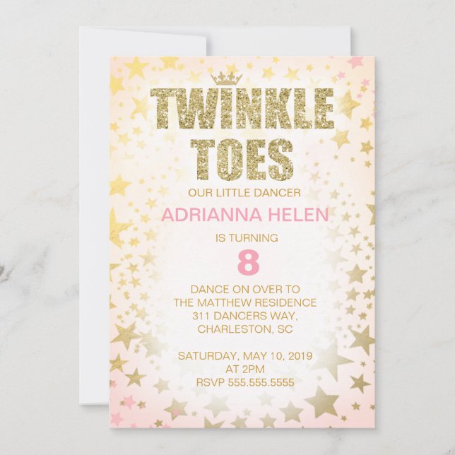 311 Invitación a bailarina de Twinkle Toes Purpuri (Anverso)
