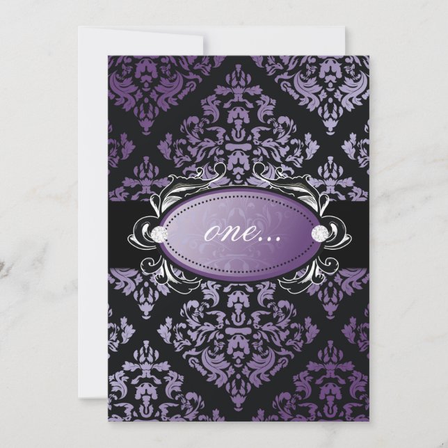 311-Luxuriosamente-Purple Damask Invitación (Anverso)