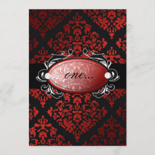 311-Luxuriosamente rojo Licorice Damask Invitación