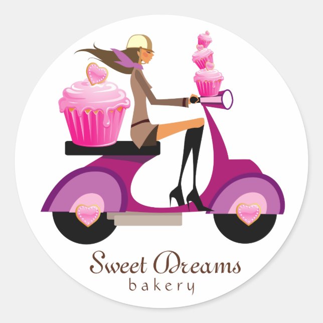 311 Pegatinas de panadería Chica Scooter de pastel (Anverso)