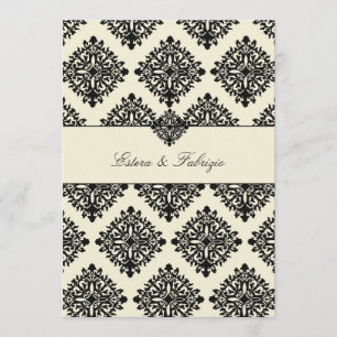 311-Phoebe Cream & Black Damask Invitación