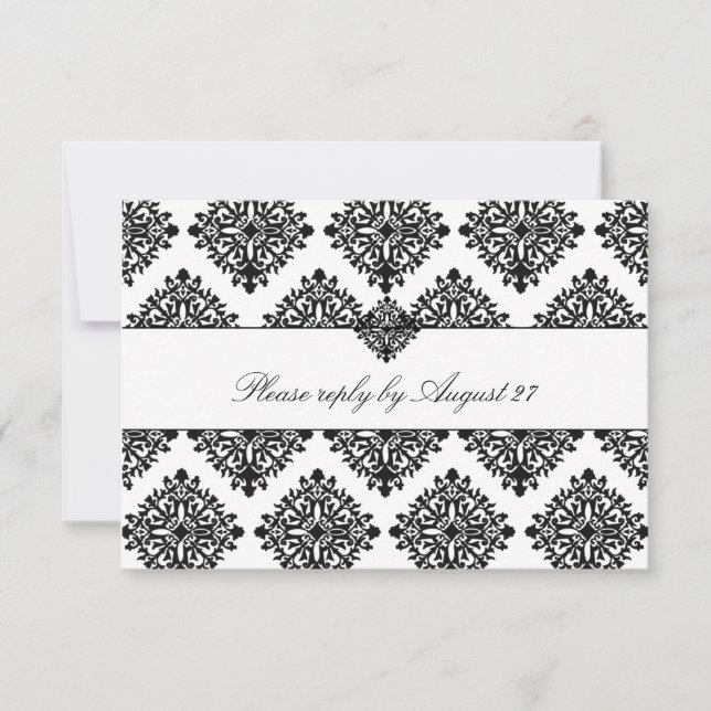 311 Phoebe Cream & Black Damask RSVP (Anverso)