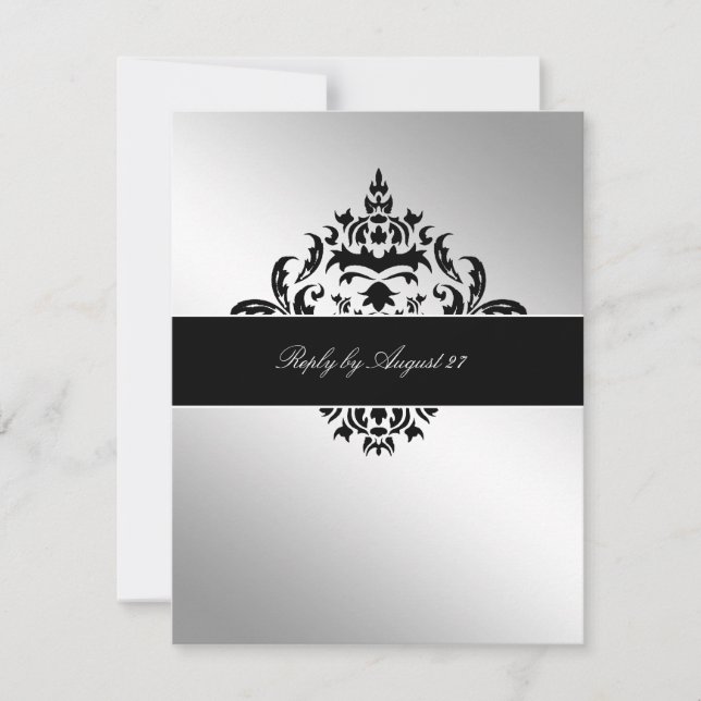 311-Simplistilmente Elegante Damask Silver RSVP (Anverso)