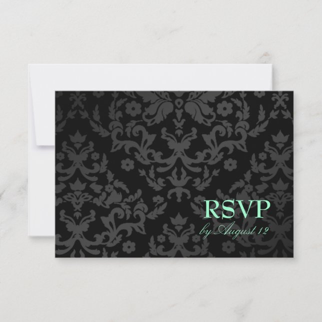 311 Tarjeta pequeña Dazzling Damask Turquoise RSVP (Anverso)