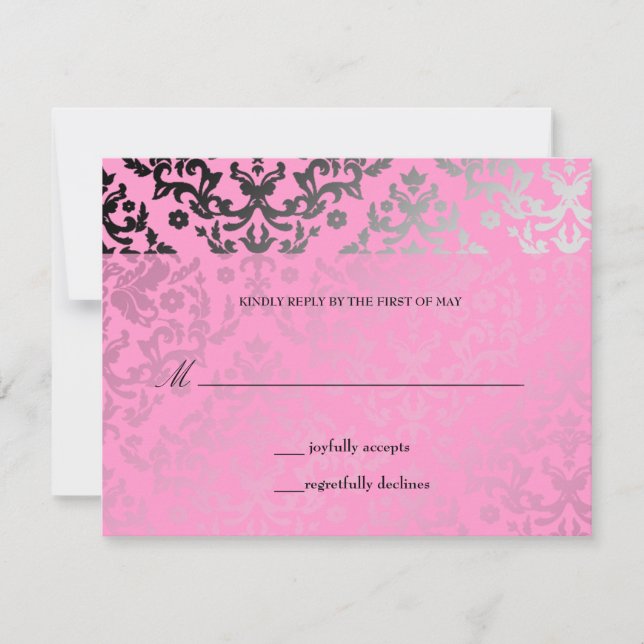 311 Tarjeta RSVP Dazzling Damask Flamingo rosa (Anverso)