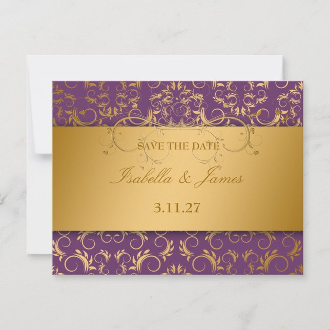 311-Tarjeta RSVP de Golden diVine Eggplant púrpura (Anverso)