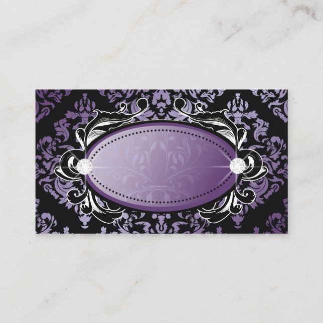 311 Tarjetas Lujosamente Purple Damask Name Place (Anverso)