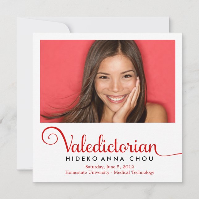 311 Valedictorian en Invitación de Graduación Roja (Anverso)