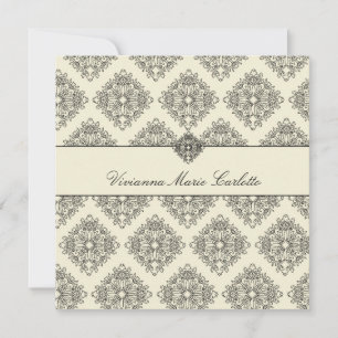 311-Vivianna Cream & Black Damask Invitación
