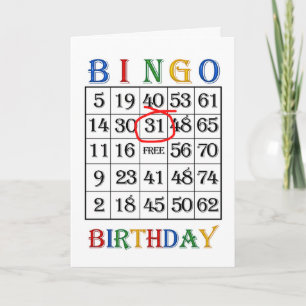 31.ª tarjeta de bingo de cumpleaños