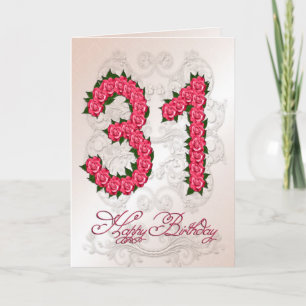 31.ª tarjeta de cumpleaños con rosas y hojas