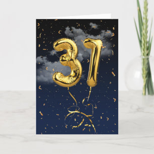 31.ᵉʳ Boón de oro y tarjeta de confetti