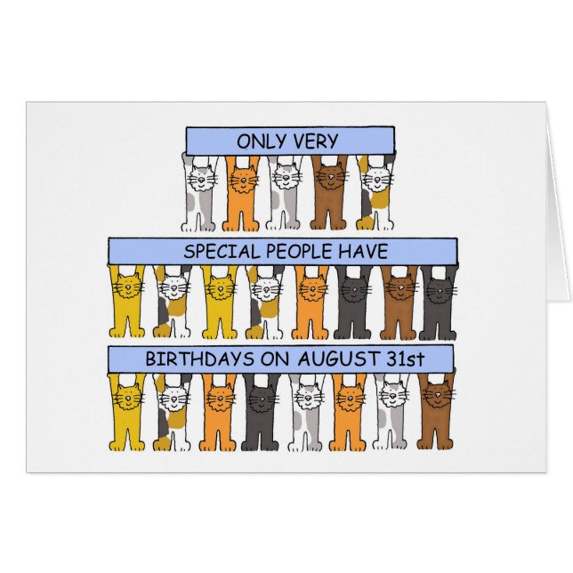 31 de agosto Gatos Personalizados de cumpleaños (Anverso (Horizontal))