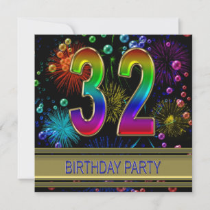 32° cumpleaños - Invitación con burbujas