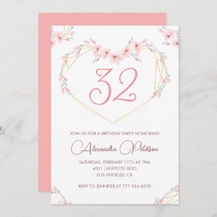 32 invitaciones de cumpleaños Boho Floral Pink