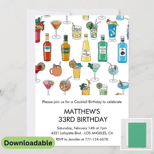 33.ª invitación de cumpleaños Cocktail Contemporán (Subido por el creador)