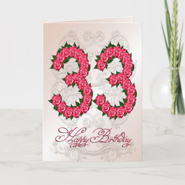 33.ª tarjeta de cumpleaños con rosas y hojas (Anverso)