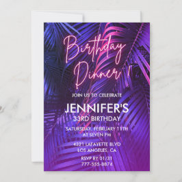 33 invitaciones de cumpleaños Pink Neon Tropical